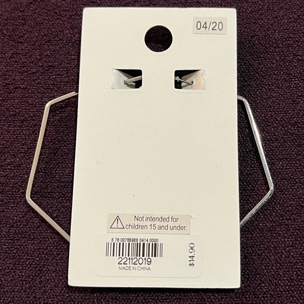 Express Silver Hexagon Hoop Earrings - New With Tags - Picture 3 of 5